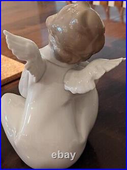 LLADRO 4961 Sitting Dreaming Angel Retired 6.5 Figurine-EUC Glossy