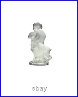 Lalique Diana with Fawn Sculpture Signed French Frosted Crystal with Base