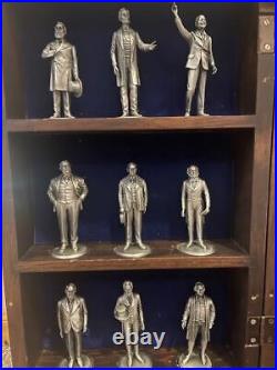 Lance Pewter Presidents Figurine Set of 38 with Cabinet Books & COA's Used