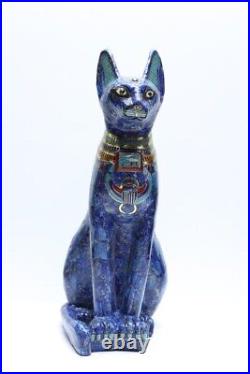 Lapis lazuli Ancient Egyptian Bastet Goddess Egyptian Bastet with the scarab