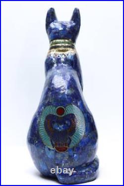 Lapis lazuli Ancient Egyptian Bastet Goddess Egyptian Bastet with the scarab