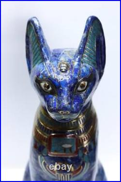 Lapis lazuli Ancient Egyptian Bastet Goddess Egyptian Bastet with the scarab