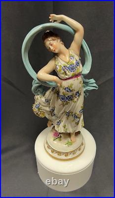 Large Antique Dresden Aev Volkstedt Lady Porcelain Figurine 9.75 Germany
