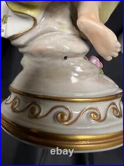 Large Antique Dresden Aev Volkstedt Lady Porcelain Figurine 9.75 Germany