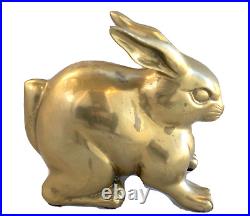 Large & Heavy Vintage Brass Bunny Rabbit Sculpture Figure, 14 lbs & 10-1/2 Long