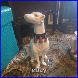 Large Hollywood Regency Whippet Pottery Dog Figurines 14 H