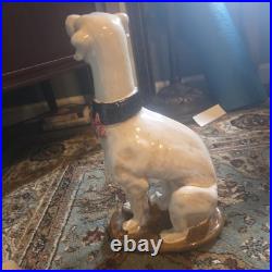 Large Hollywood Regency Whippet Pottery Dog Figurines 14 H