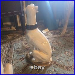Large Hollywood Regency Whippet Pottery Dog Figurines 14 H