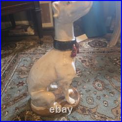 Large Hollywood Regency Whippet Pottery Dog Figurines 14 H