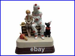 Large Norman Rockwell The Runaway Figurine Music Box Clown Boy Dog