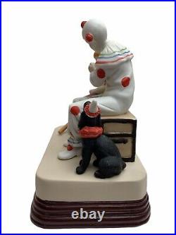 Large Norman Rockwell The Runaway Figurine Music Box Clown Boy Dog