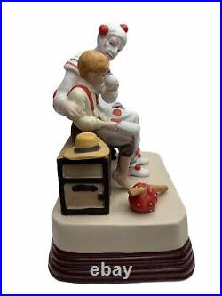 Large Norman Rockwell The Runaway Figurine Music Box Clown Boy Dog