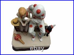 Large Norman Rockwell The Runaway Figurine Music Box Clown Boy Dog