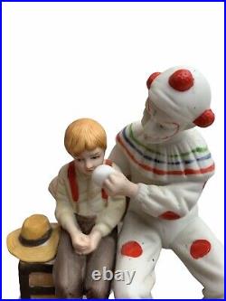 Large Norman Rockwell The Runaway Figurine Music Box Clown Boy Dog