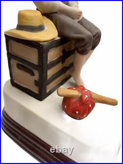 Large Norman Rockwell The Runaway Figurine Music Box Clown Boy Dog