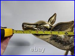 Large Old Brass Fawn Doe Deer Figurine 13 x 20 Excellent Condition Detail