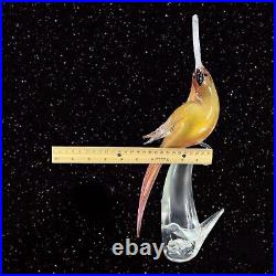 Large Venetian Art Glass Bird Cockatoo Figurine Pink Gold Aventurine Flecks VTG