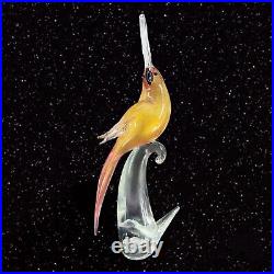 Large Venetian Art Glass Bird Cockatoo Figurine Pink Gold Aventurine Flecks VTG