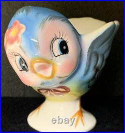 Lefton Bluebird Egg Cup Blue Bird of Happiness! Anthropomorphic 7174 Vintage