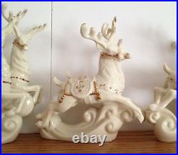Lenox For the Holidays Dash Away All Santa and His Reindeer Figurines 6 pc Set