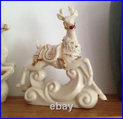 Lenox For the Holidays Dash Away All Santa and His Reindeer Figurines 6 pc Set