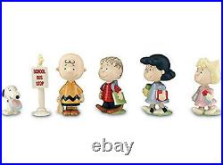 Lenox Peanuts Back To School 6 PC Figures Charlie Brown Snoopy Lucy Bus Stop New