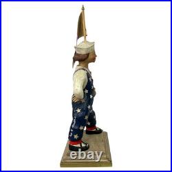 Leo R. Smith MS. LIBERTY Sailor Girl Statue with Flag Patriotic Folk Art Retired