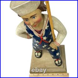 Leo R. Smith MS. LIBERTY Sailor Girl Statue with Flag Patriotic Folk Art Retired