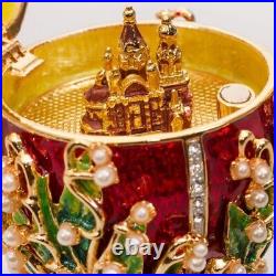 Lily of the Valley Musical Faberge Egg Jewelry Box Red Easter Egg? 4.7