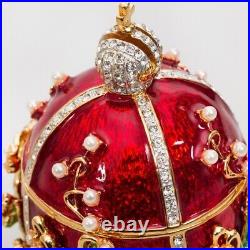 Lily of the Valley Musical Faberge Egg Jewelry Box Red Easter Egg? 4.7
