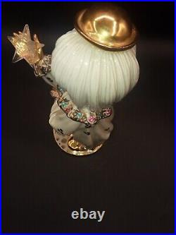 Limoges Capodimonte Swarovski Crystals Porcelain Clown 11 Tall With Gold Gilt