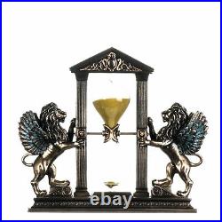 Lions HourGlass Winged Creature Gold Sand Timer Bronze Finish 7.2 Inches