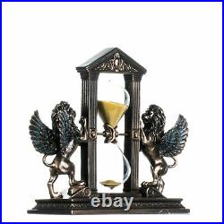 Lions HourGlass Winged Creature Gold Sand Timer Bronze Finish 7.2 Inches