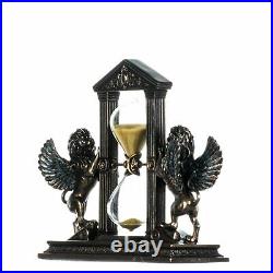 Lions HourGlass Winged Creature Gold Sand Timer Bronze Finish 7.2 Inches