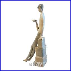 Lladro 4517 Student Boy Leaning on Rock with Book Porcelain Figurine 18 Glossy