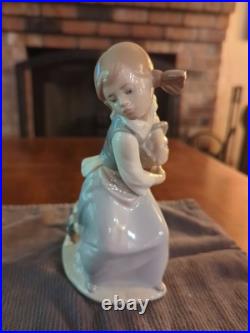 Lladro 4982 Naughty Dog Girl w Basket & Dog Fine Glazed Porcelain Figurine
