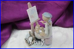 Lladro 5363 Still Life Girl with Easel Painting with RARE Brush