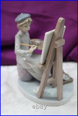 Lladro 5363 Still Life Girl with Easel Painting with RARE Brush