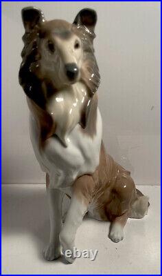 Lladro Collie Dog Porcelain Figurine #6455 New Flawless Safely Locked Up Cabinet