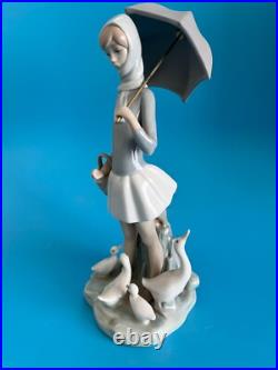 Lladro Girl With Umbrella And Geese #4510
