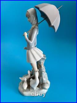 Lladro Girl With Umbrella And Geese #4510
