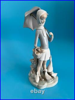 Lladro Girl With Umbrella And Geese #4510