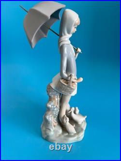 Lladro Girl With Umbrella And Geese #4510