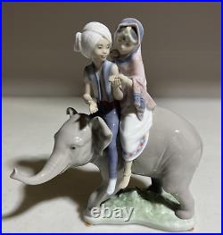 Lladro Hindu Children on Elephant Figurine 5352 Mint