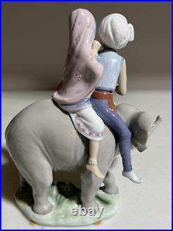 Lladro Hindu Children on Elephant Figurine 5352 Mint