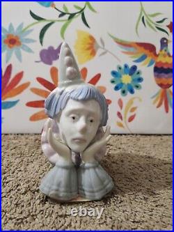 Lladro Jester Sad Clown Bust Porcelain Head Figurine 12 Excellent Condition
