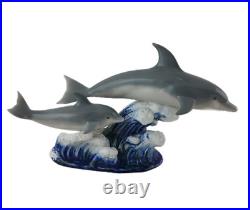 Lladro Porcelain Figurine 6470 A Swimming Lesson Dolphins Retired Spain READ