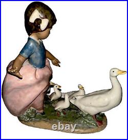 Lladro Spain Hurry Now Girl With Geese Large Figurine 5503 Retired