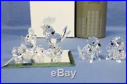 Lot 12 Swarovski Crystal Figurines with Boxes Bird Bath, Fox, Rabbit, Beagle, Swan+