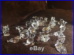 Lot of 21 Swarovski Crystal Figurines with Box and Many Retired With COAs